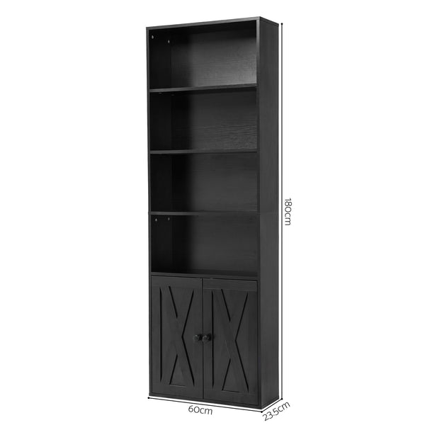 Artiss 6-Tier Bookshelf Display Cabinet Storage Black Awezingly
