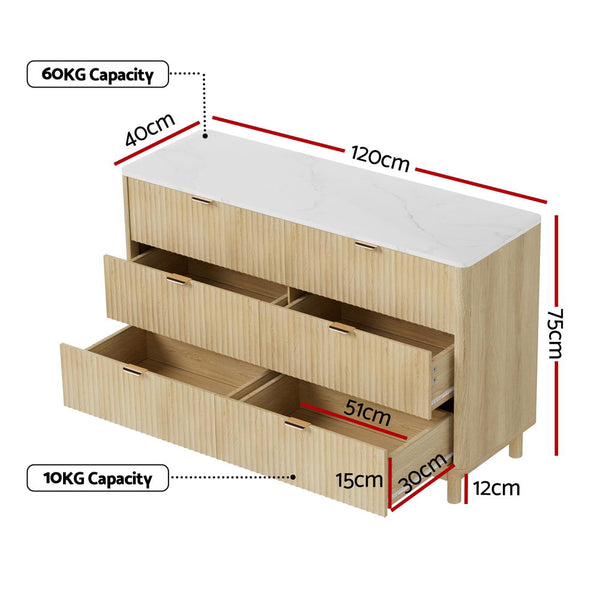 Artiss 6 Chest of Drawers Dresser Table Pine Awezingly