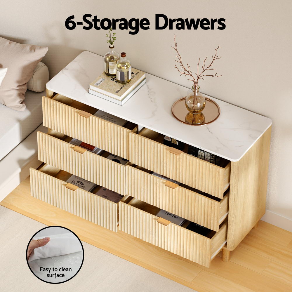 Artiss 6 Chest of Drawers Dresser Table Pine Awezingly