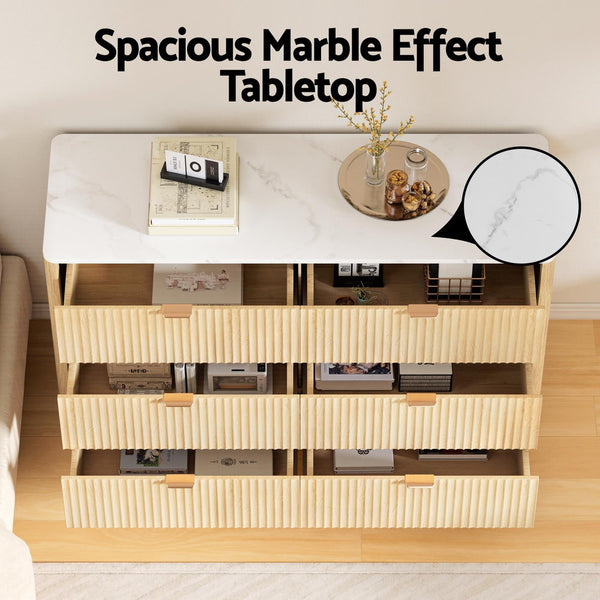 Artiss 6 Chest of Drawers Dresser Table Pine Awezingly