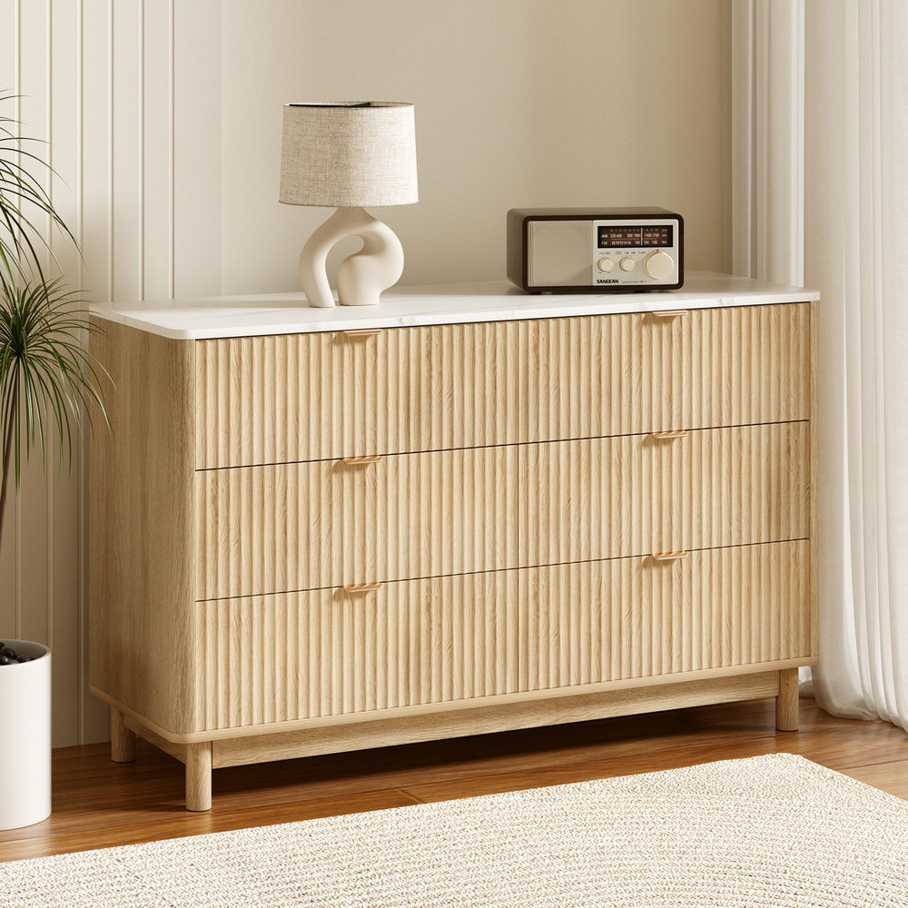 Artiss 6 Chest of Drawers Dresser Table Pine Awezingly
