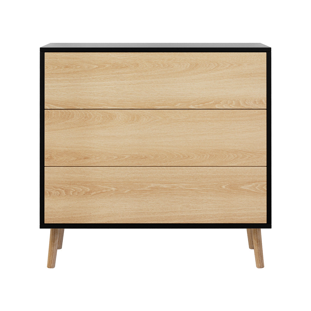Artiss 3 Chest of Drawers Dresser Table Black&Pine Awezingly