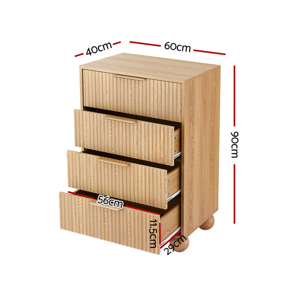 Artiss 4 Chest of Drawers Dresser Tallboy Pine Awezingly