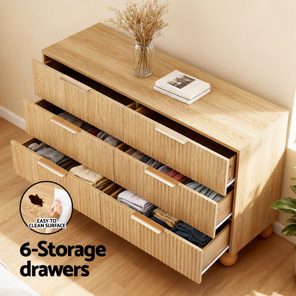 Artiss 6 Chest of Drawers Dresser Tallboy Pine Awezingly