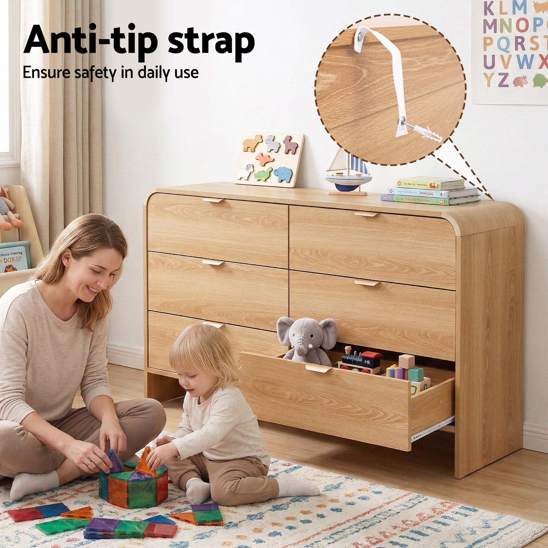 Artiss 6 Chest of Drawers Dresser Cabinet Pine Awezingly