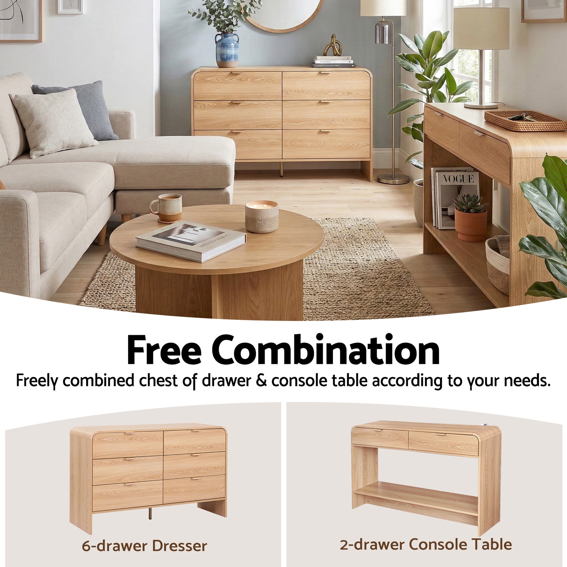 Artiss 6 Chest of Drawers Dresser Cabinet Pine Awezingly