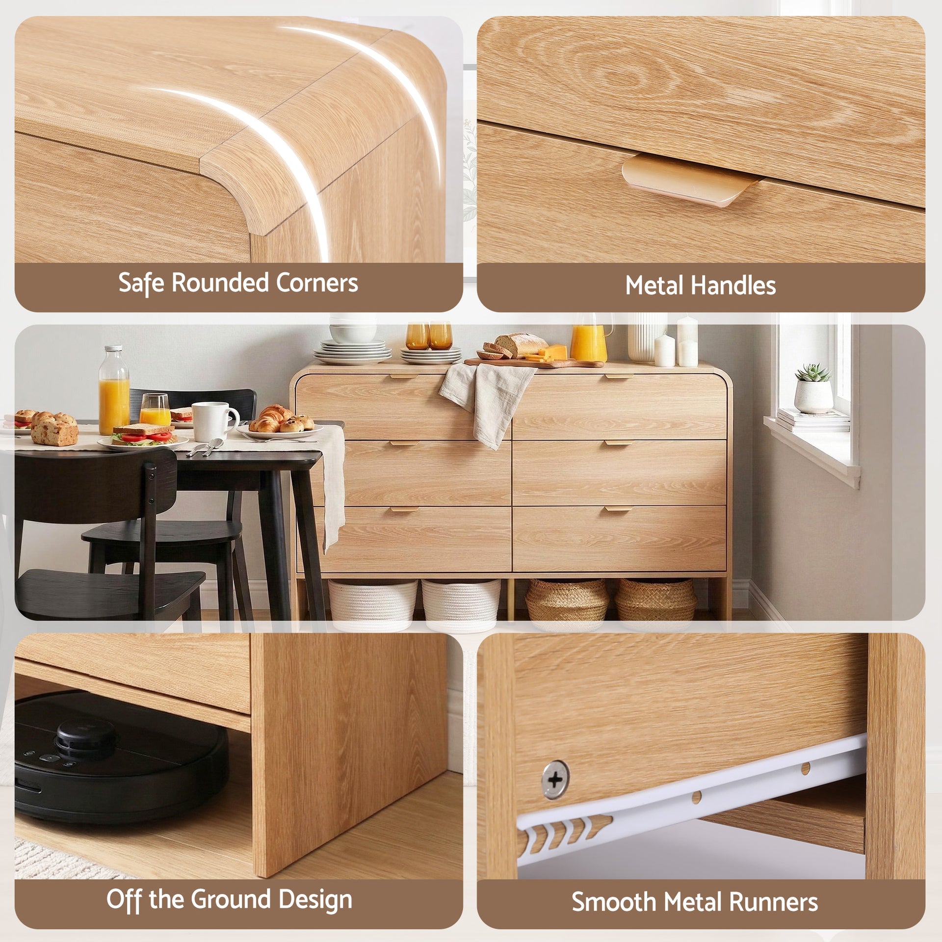 Artiss 6 Chest of Drawers Dresser Cabinet Pine Awezingly