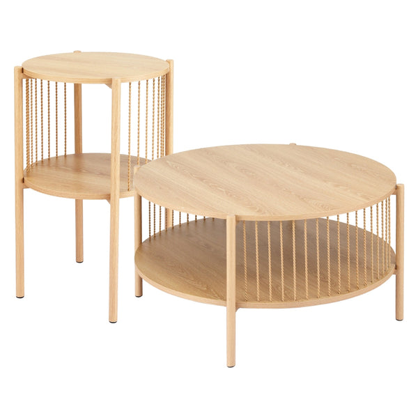 Artiss Coffee Table 2-Tier Round Wood Awezingly