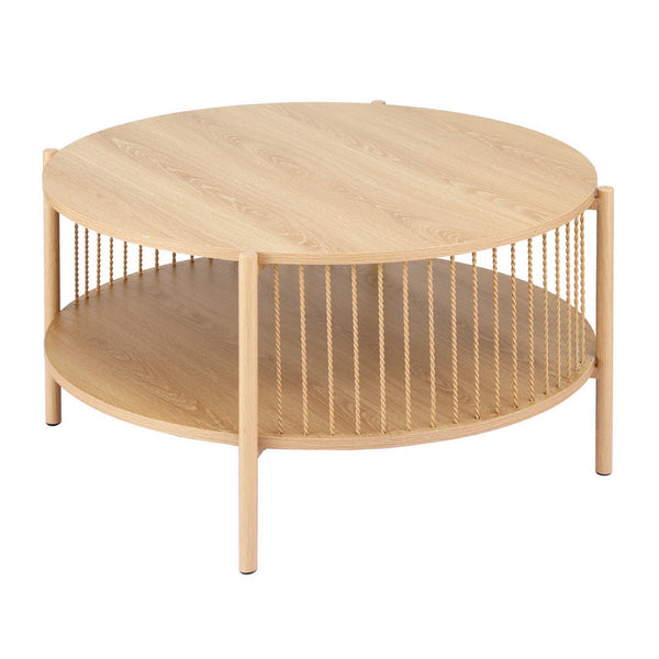 Artiss Coffee Table 2-Tier Round Wood Artiss