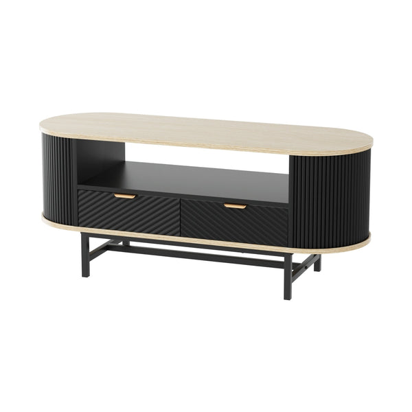 Artiss Coffee Table Drawer Shelf Wood&Black Awezingly