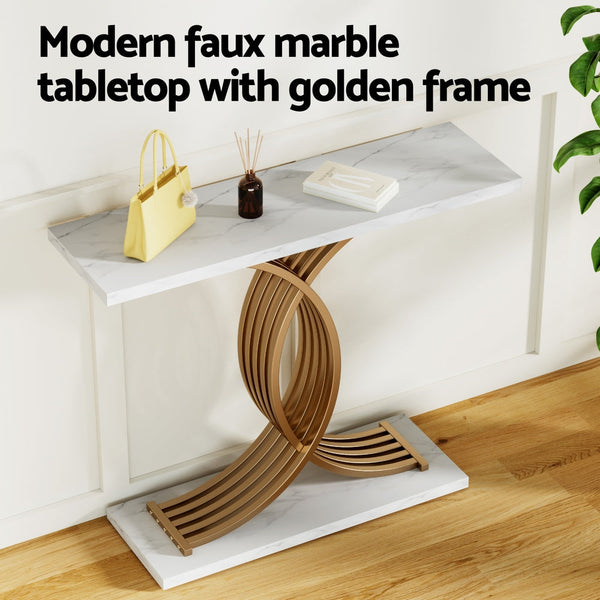 Artiss Console Table Marble Effect White&Gold Artiss