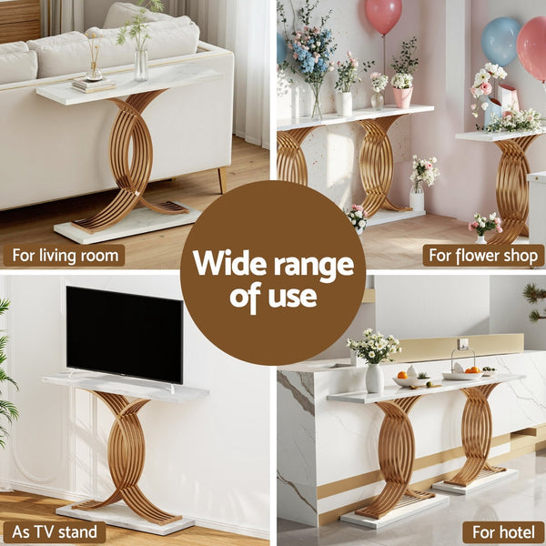 Artiss Console Table Marble Effect White&Gold Artiss