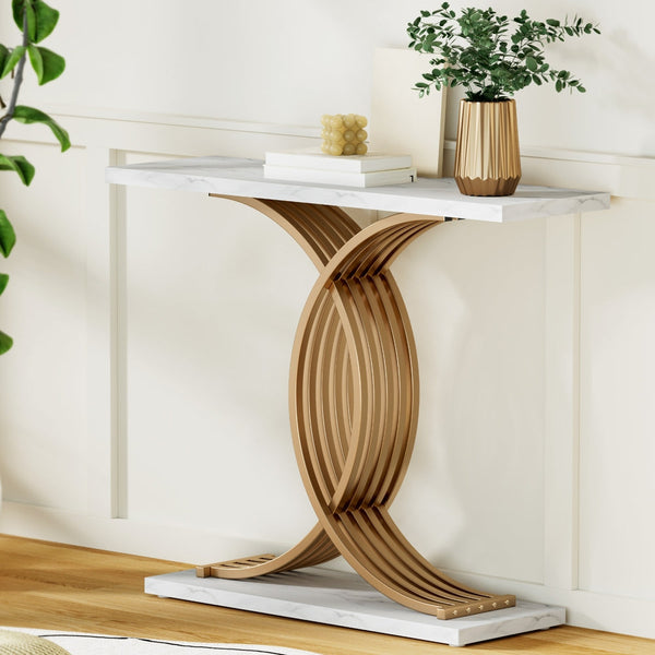 Artiss Console Table Marble Effect White&Gold Artiss