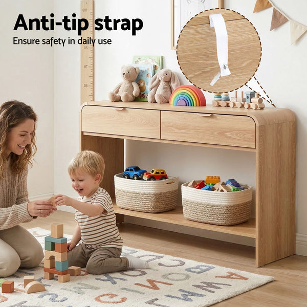 Artiss Console Table Hallway Entryway Storage Drawer Shelf Curved Edge 120CM Pine Awezingly