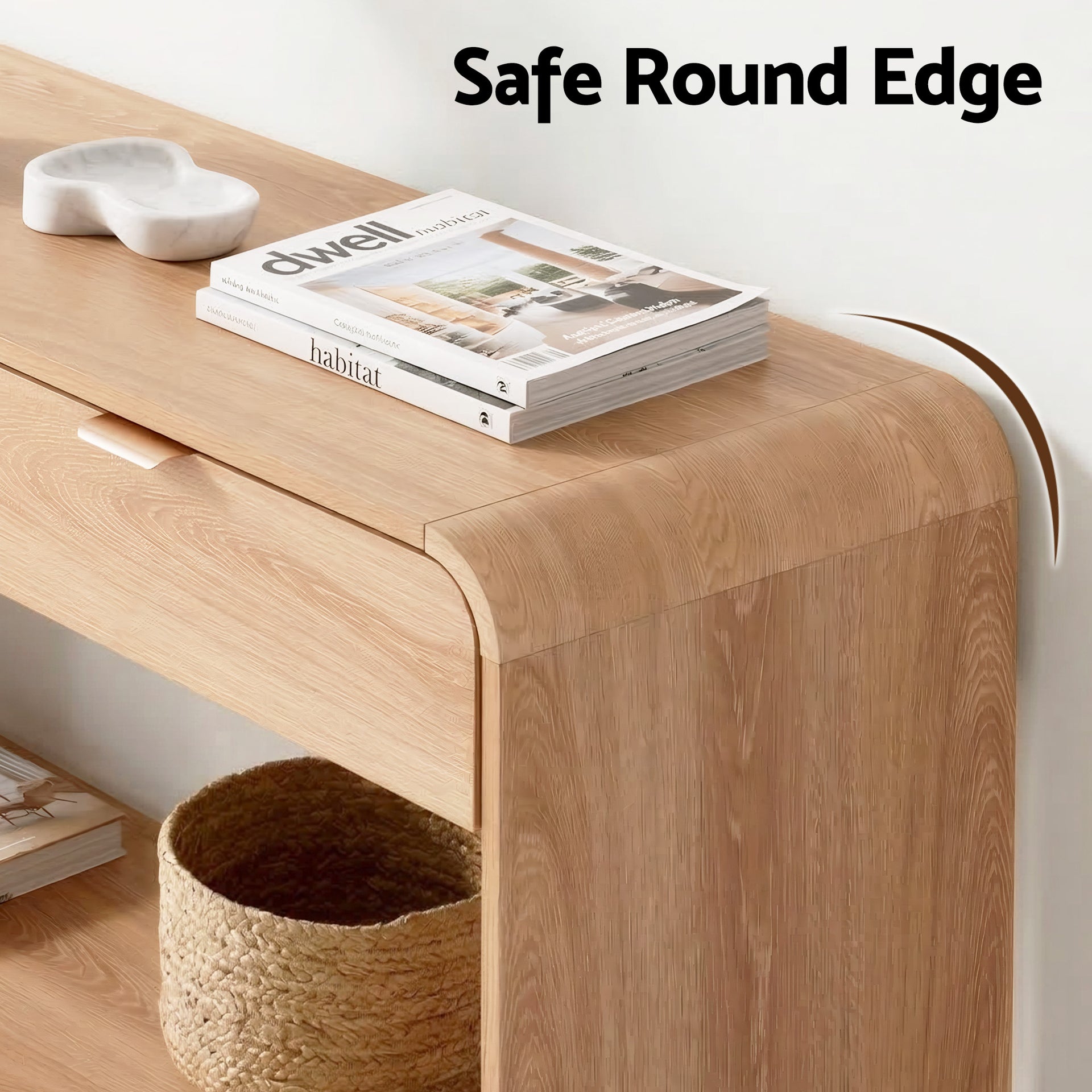 Artiss Console Table Hallway Entryway Storage Drawer Shelf Curved Edge 120CM Pine Awezingly