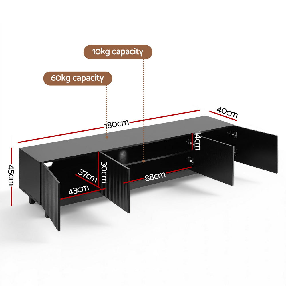 Artiss TV Unit Entertainment Unit Storage Cabinet 180cm Black Awezingly