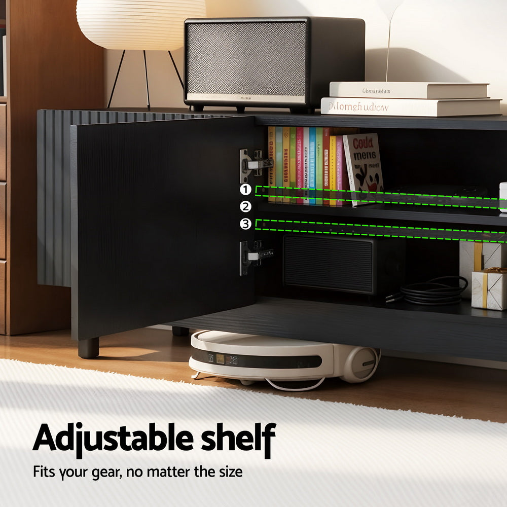 Artiss TV Unit Entertainment Unit Storage Cabinet 180cm Black Awezingly