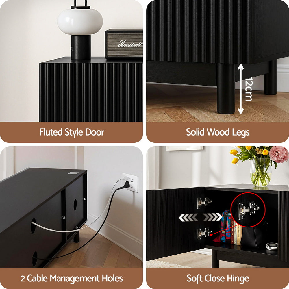 Artiss TV Unit Entertainment Unit Storage Cabinet 180cm Black Awezingly