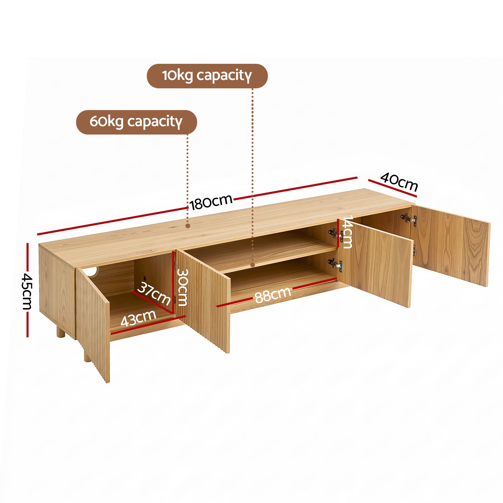 Artiss TV Unit Entertainment Unit Storage Cabinet 180cm Pine Awezingly