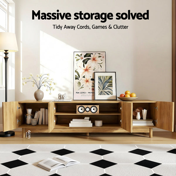 Artiss TV Unit Entertainment Unit Storage Cabinet 180cm Pine Awezingly