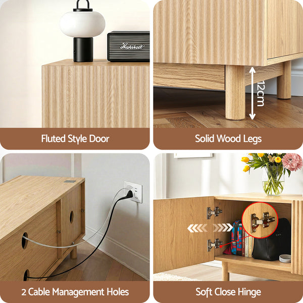 Artiss TV Unit Entertainment Unit Storage Cabinet 180cm Pine Awezingly