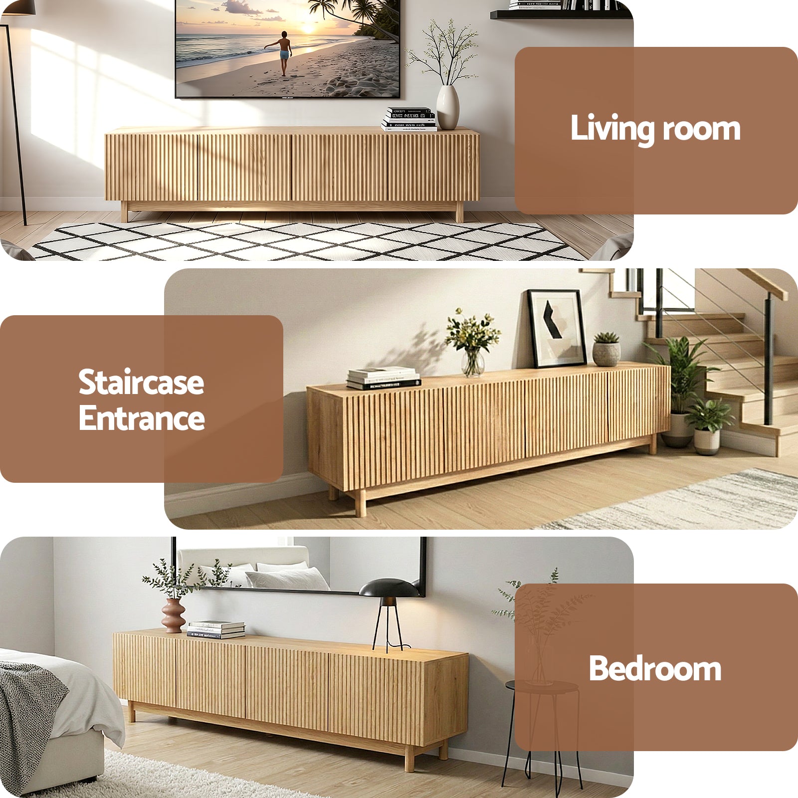 Artiss TV Unit Entertainment Unit Storage Cabinet 180cm Pine Awezingly