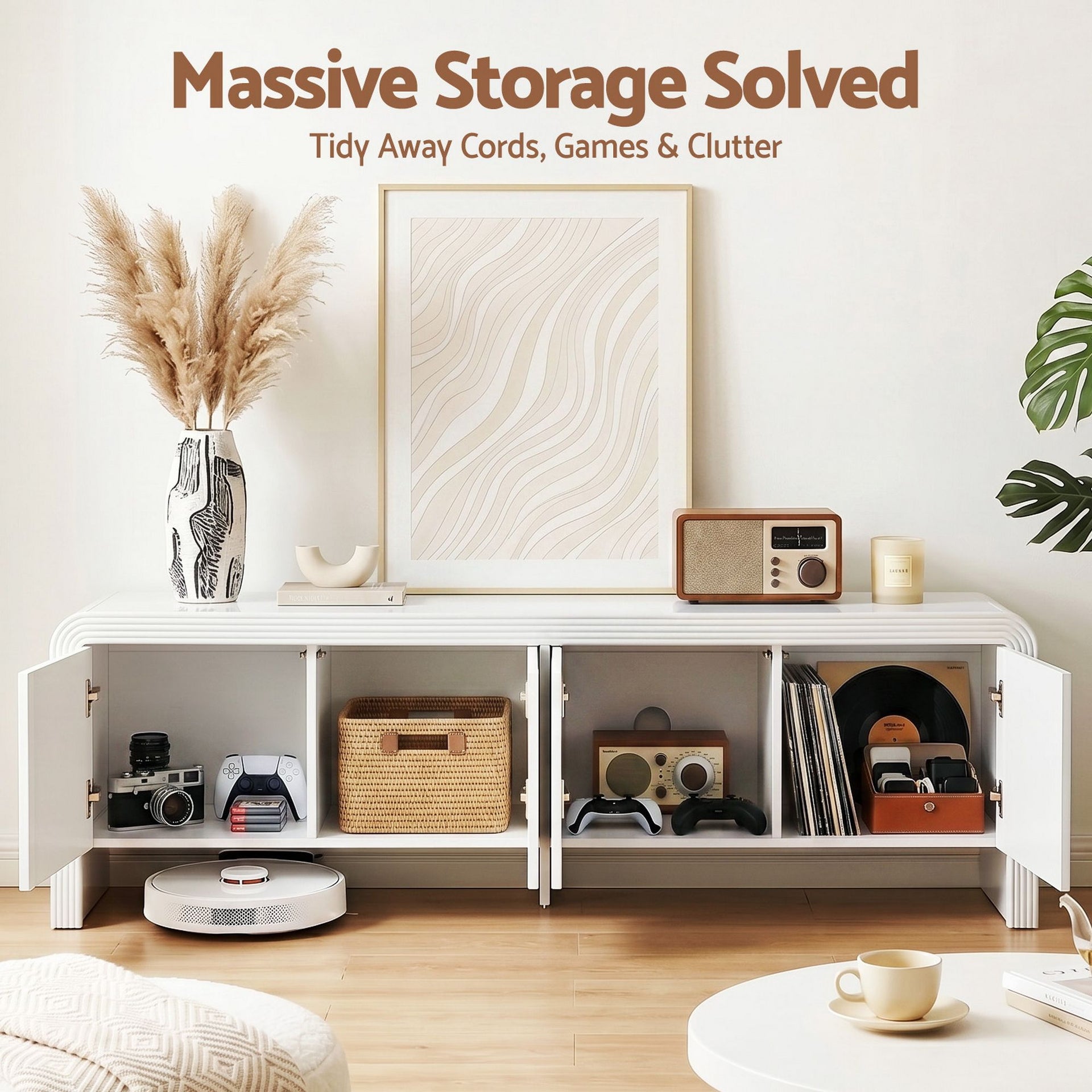 Artiss TV Unit Entertainment Unit Storage Cabinet 180cm White Artiss