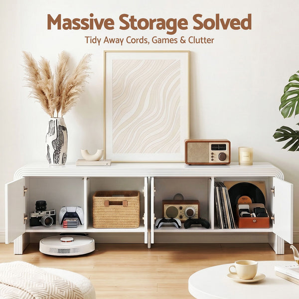 Artiss TV Unit Entertainment Unit Storage Cabinet 180cm White Artiss