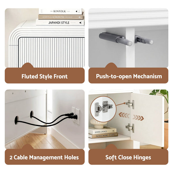 Artiss TV Unit Entertainment Unit Storage Cabinet 180cm White Artiss