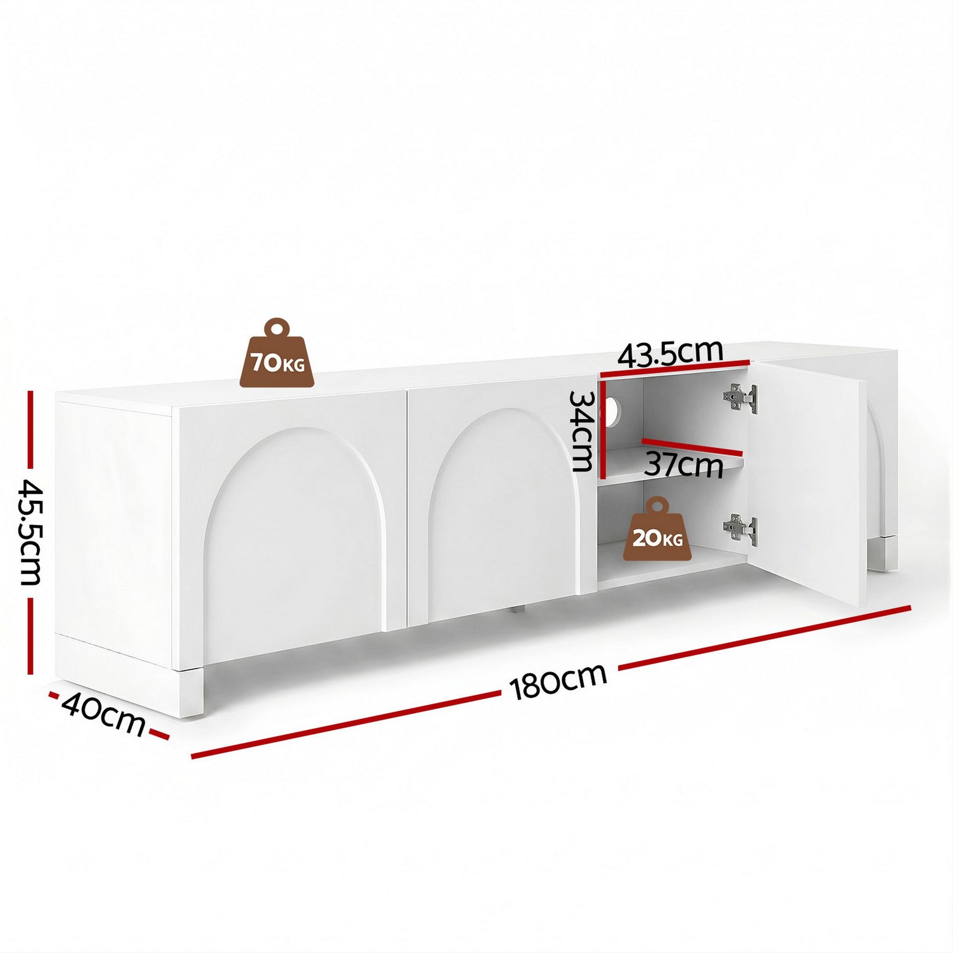 Artiss TV Unit Entertainment Unit Storage Cabinet Adjustable Shelf 180cm White Awezingly