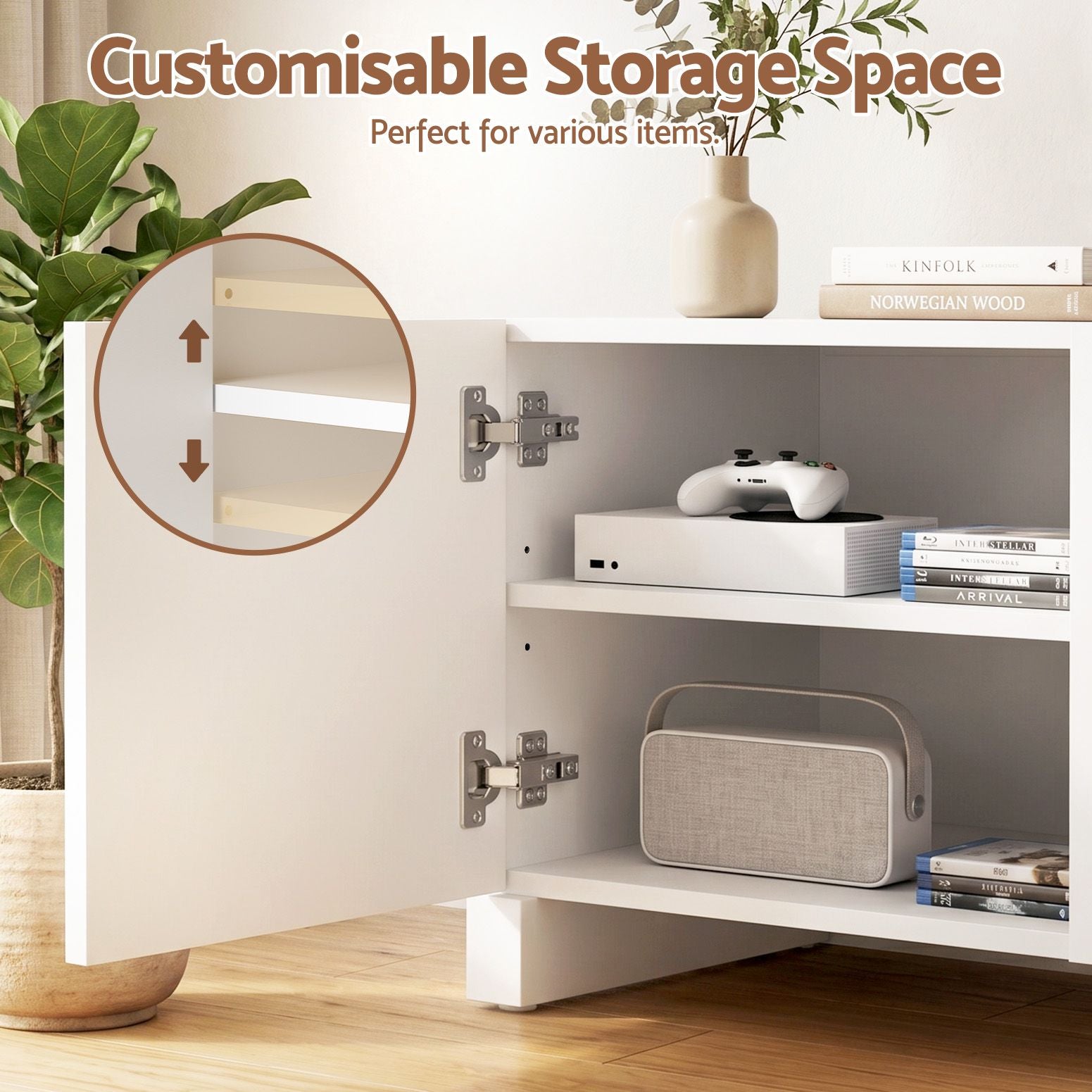 Artiss TV Unit Entertainment Unit Storage Cabinet Adjustable Shelf 180cm White Awezingly