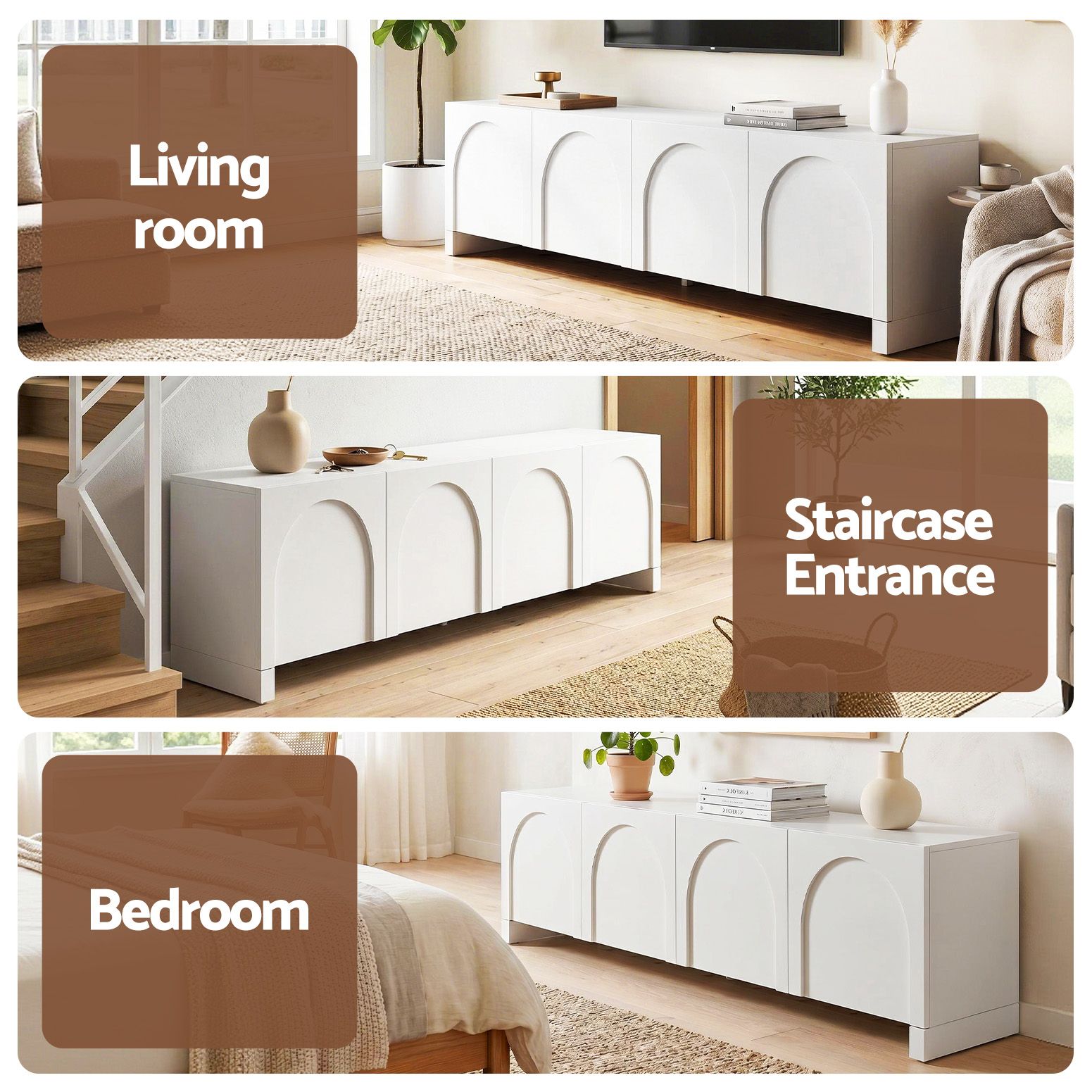 Artiss TV Unit Entertainment Unit Storage Cabinet Adjustable Shelf 180cm White Awezingly