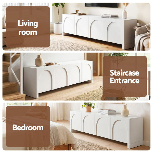 Artiss TV Unit Entertainment Unit Storage Cabinet Adjustable Shelf 180cm White Awezingly