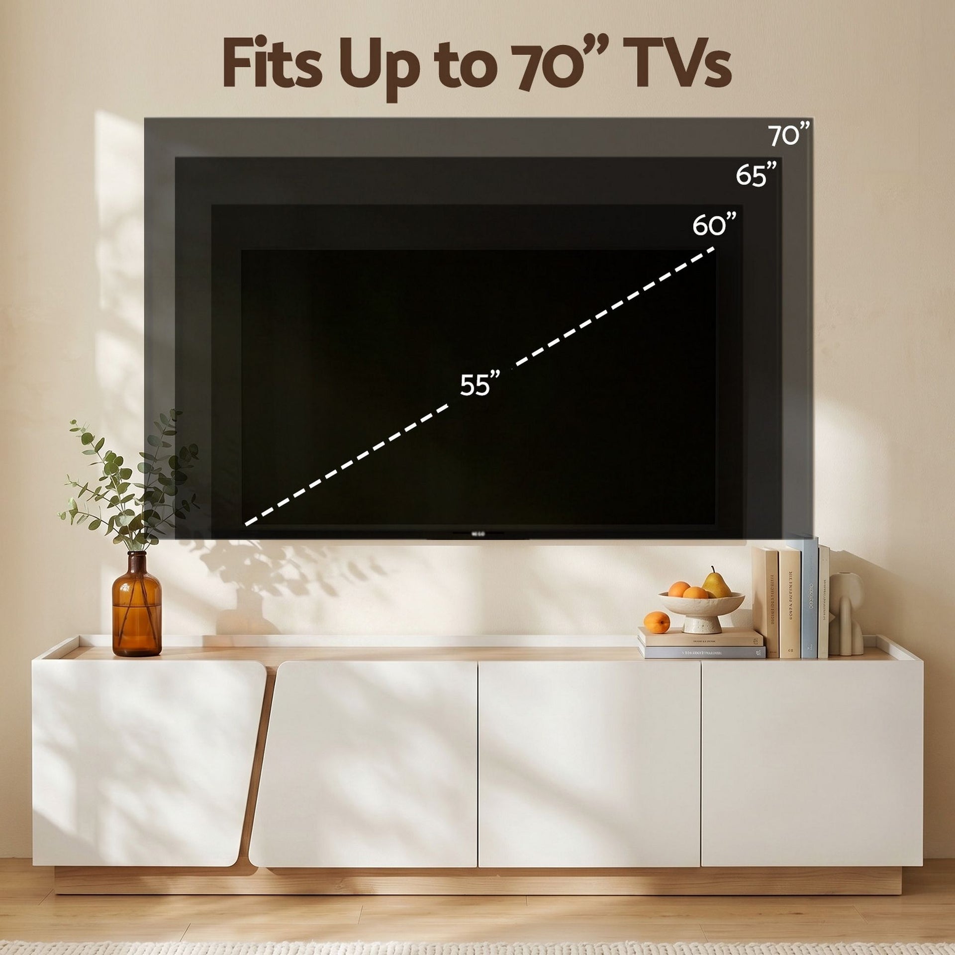 Artiss 180cm TV Unit Storage Cabinet Living Room White & Pine Awezingly