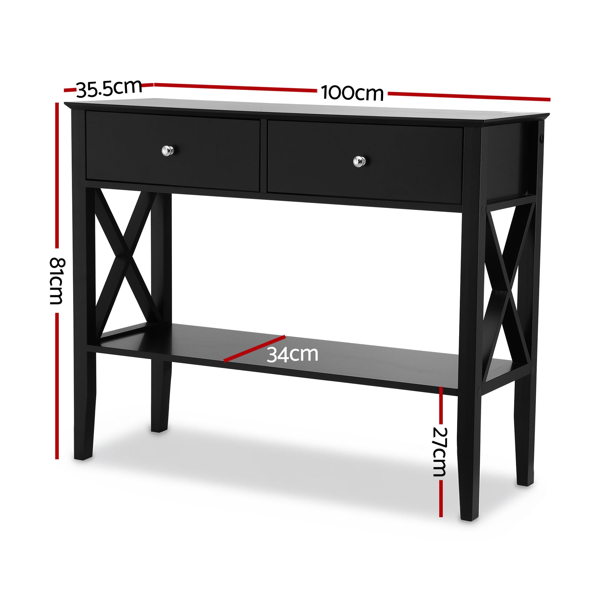 Artiss Console Table 2 Drawers 100CM Black Artiss