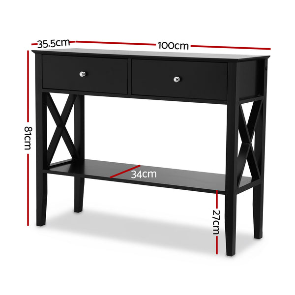 Artiss Console Table 2 Drawers 100CM Black Artiss