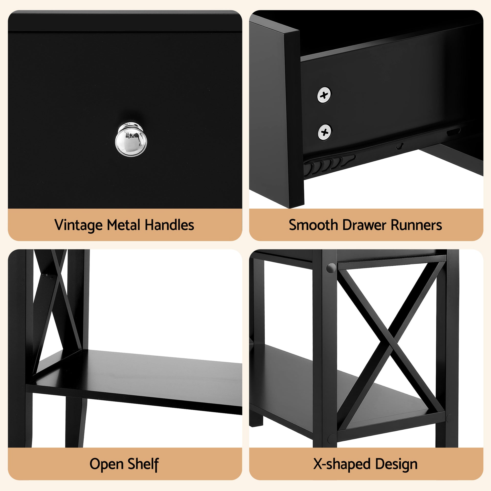 Artiss Console Table 2 Drawers 100CM Black Artiss
