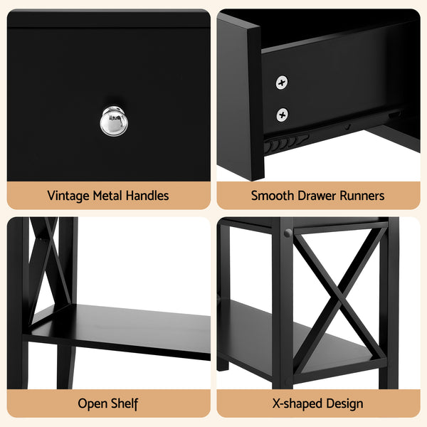 Artiss Console Table 2 Drawers 100CM Black Artiss