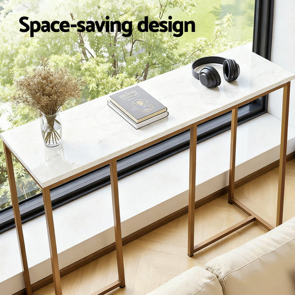 Artiss Console Table Marble Effect White&Gold Awezingly