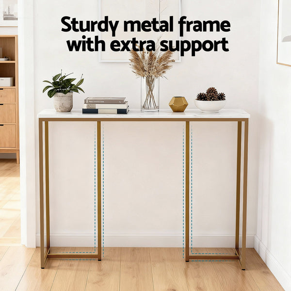 Artiss Console Table Marble Effect White&Gold Awezingly