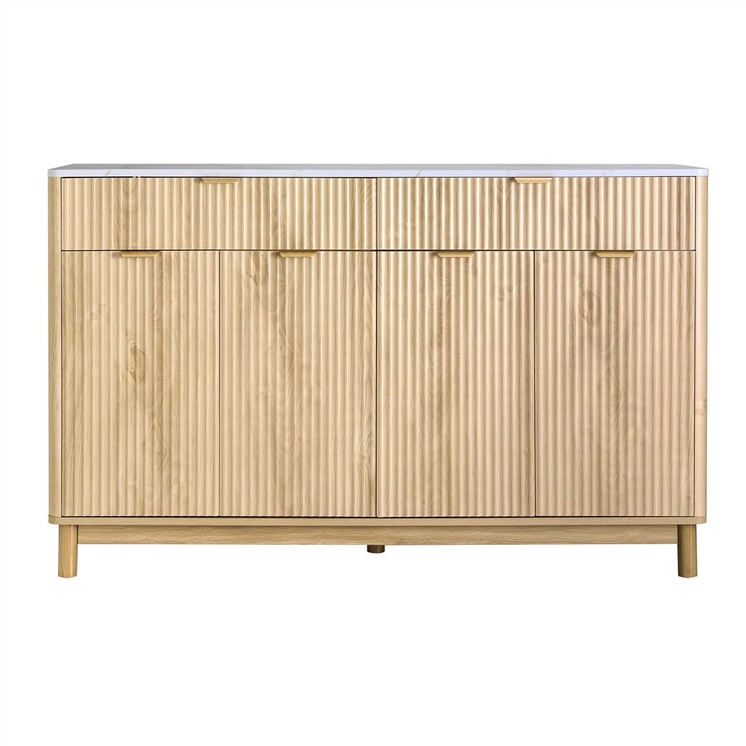 Artiss Buffet Sideboard Cabinet Kitchen Storage Cupboard Marble 2 Drawers Pine Artiss