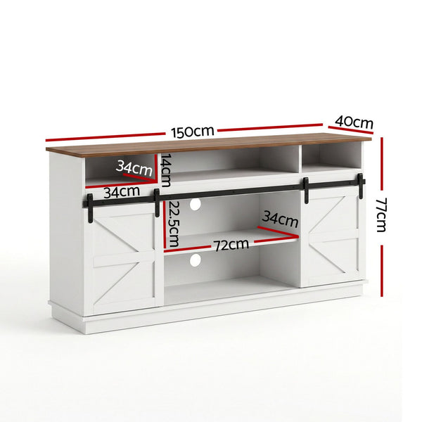 Artiss Buffet Sideboard Cabinet 150cm 3-Tier Kitchen Storage Sliding Doors White Awezingly