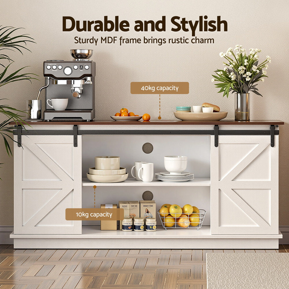 Artiss Buffet Sideboard Storage Cabinet Kitchen Cupboard Sliding Doors White Awezingly