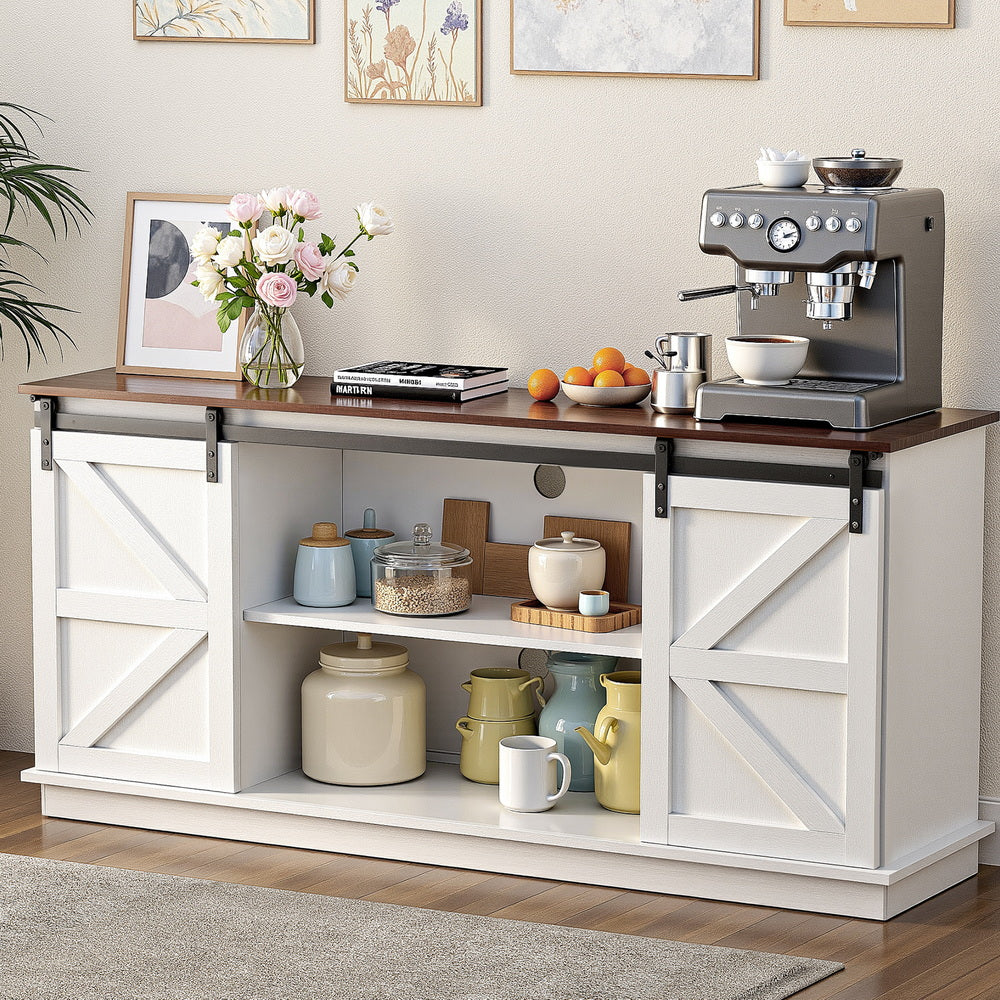 Artiss Buffet Sideboard Storage Cabinet Kitchen Cupboard Sliding Doors White Awezingly