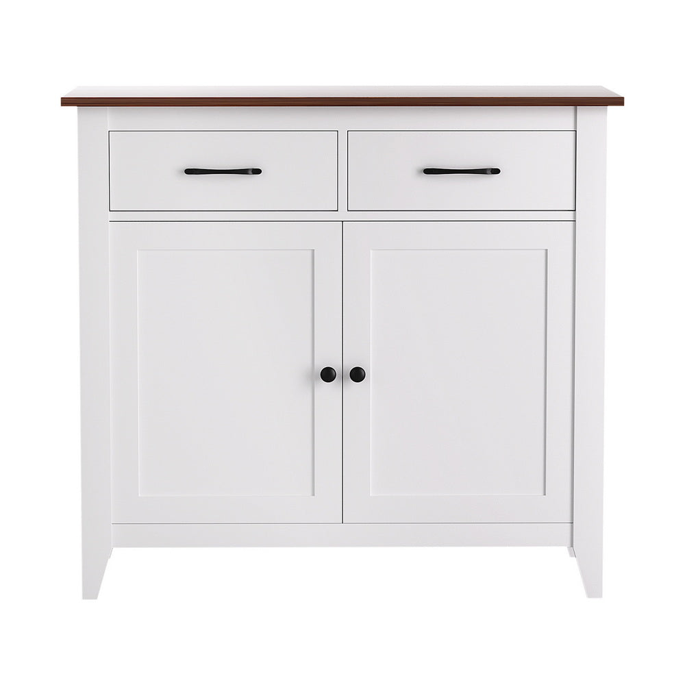 Artiss Buffet Sideboard Storage Cabinet Kitchen Cupboard Hallway 2 Drawers White Awezingly