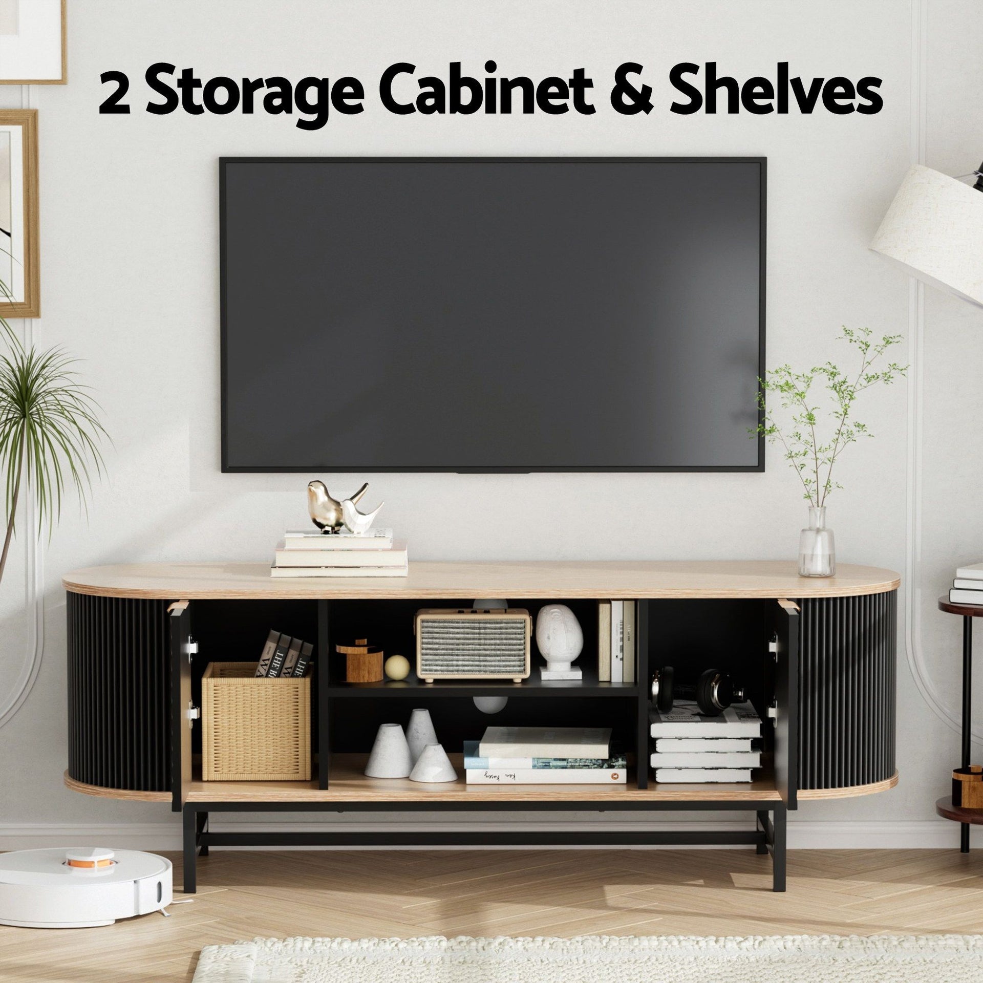Artiss TV Unit & Coffee Table Set Storage Drawers Shelves Black Pine Awezingly