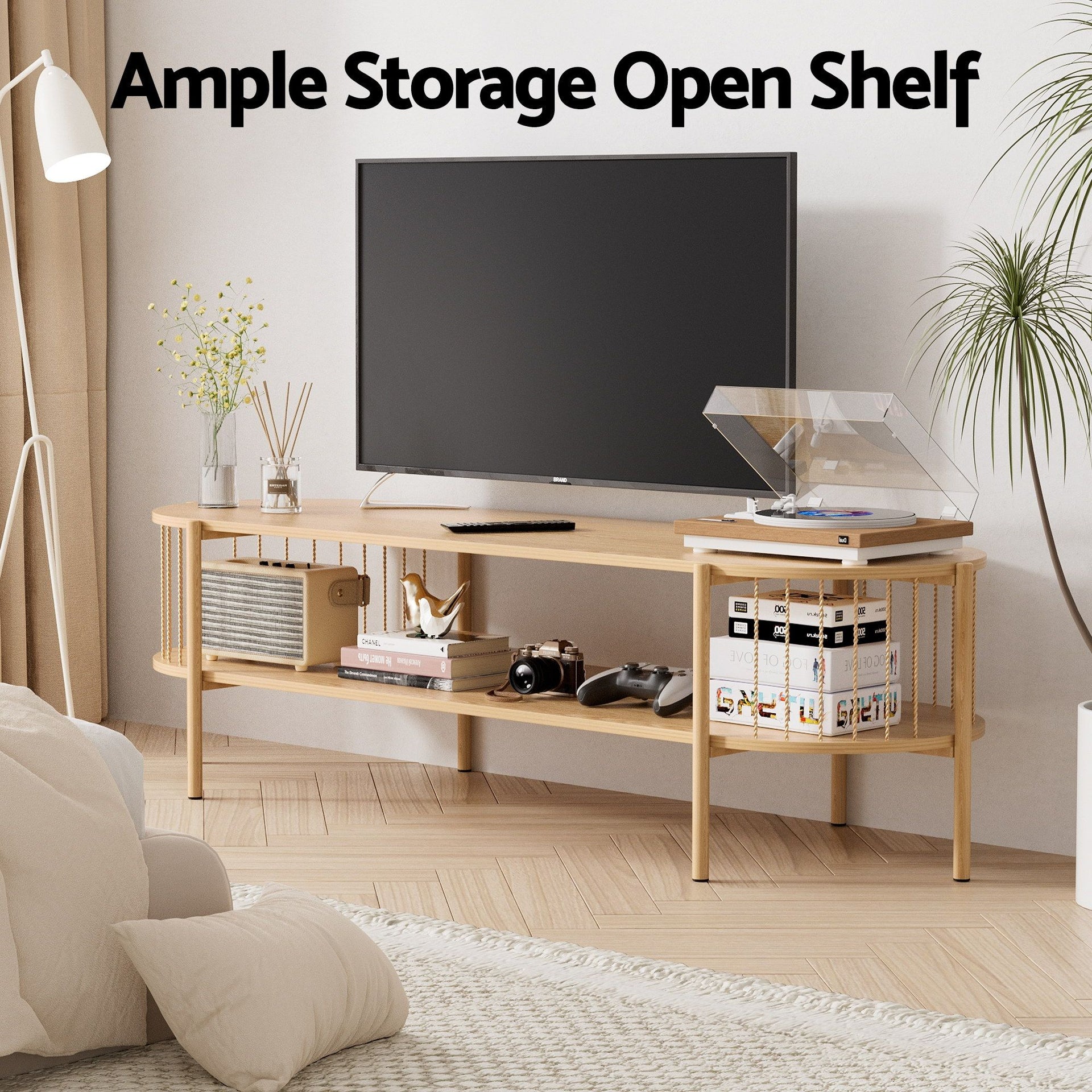 Artiss TV Unit & Coffee Table Set Storage Shelf Pine Awezingly