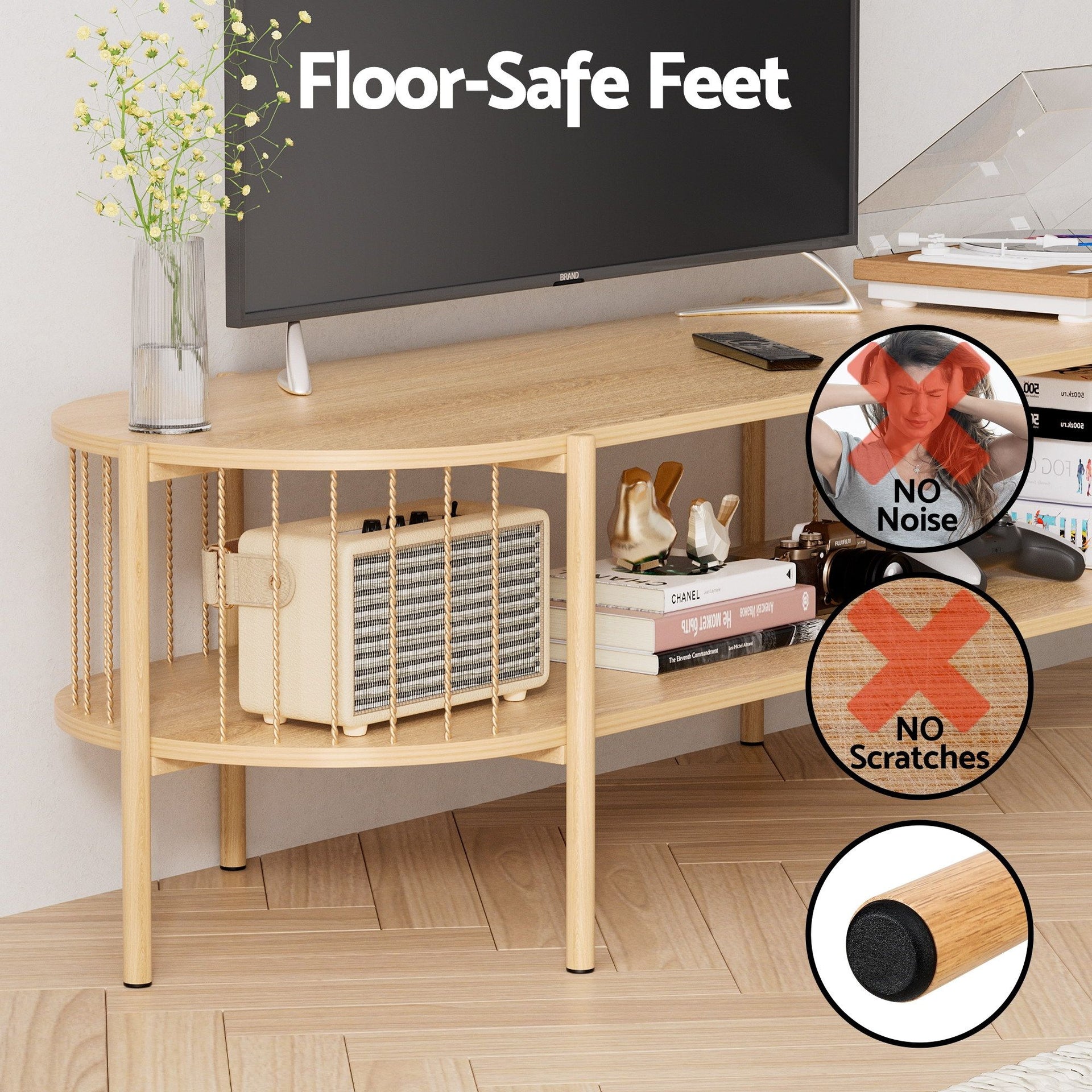 Artiss TV Unit & Coffee Table Set Storage Shelf Pine Awezingly