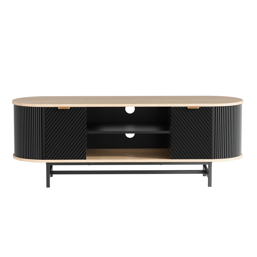Artiss TV Unit Entertainment Unit Storage Cabinet Black Pine Awezingly