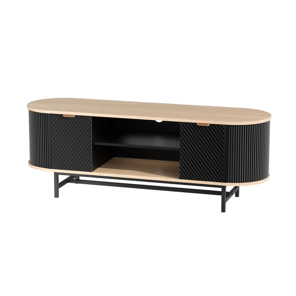 Artiss TV Unit Entertainment Unit Storage Cabinet Black Pine Awezingly